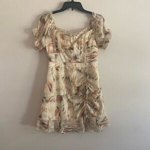 Saints + Secrets Elegant Cream and Orange Mini Dress